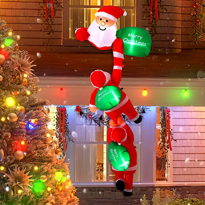 Wikay 8.2FT Inflatable Santa Claus Decoration with Gift Bag, Large Inflatable Christmas Decoration with LED Lights Hanging Santa Ornament Inflatable Christmas Figure Yard Decoration