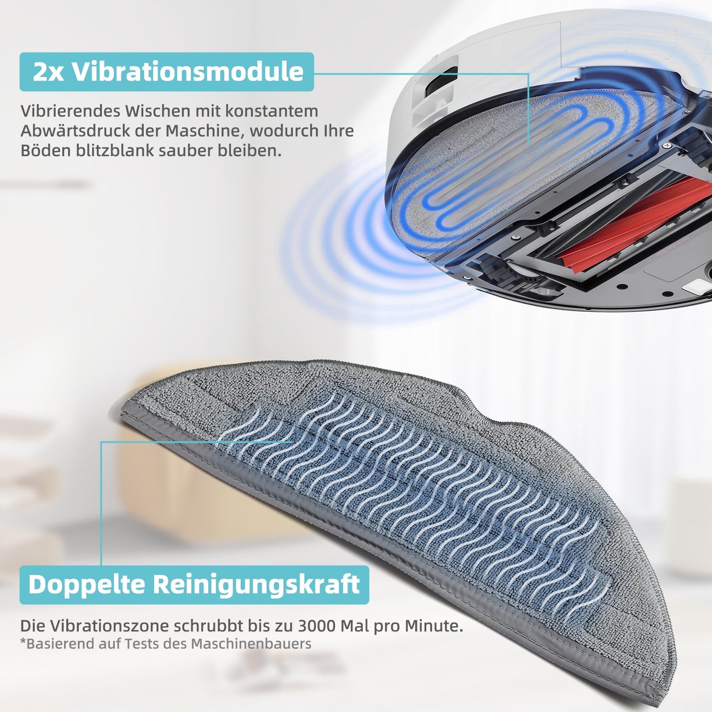 8 pieces of cloths for Roborock S8 Pro Ultra robot vacuum, Silver Ion Microfiber VibraRise 2.0 cloth accessory (blue-gray)