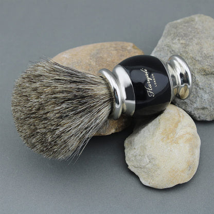 Haryali London Shaving Set - 5 piece shaving set - double edge safety razor - Super Badger shaving brush - shaving soap - shaving bowl - high quality black set - Razor set