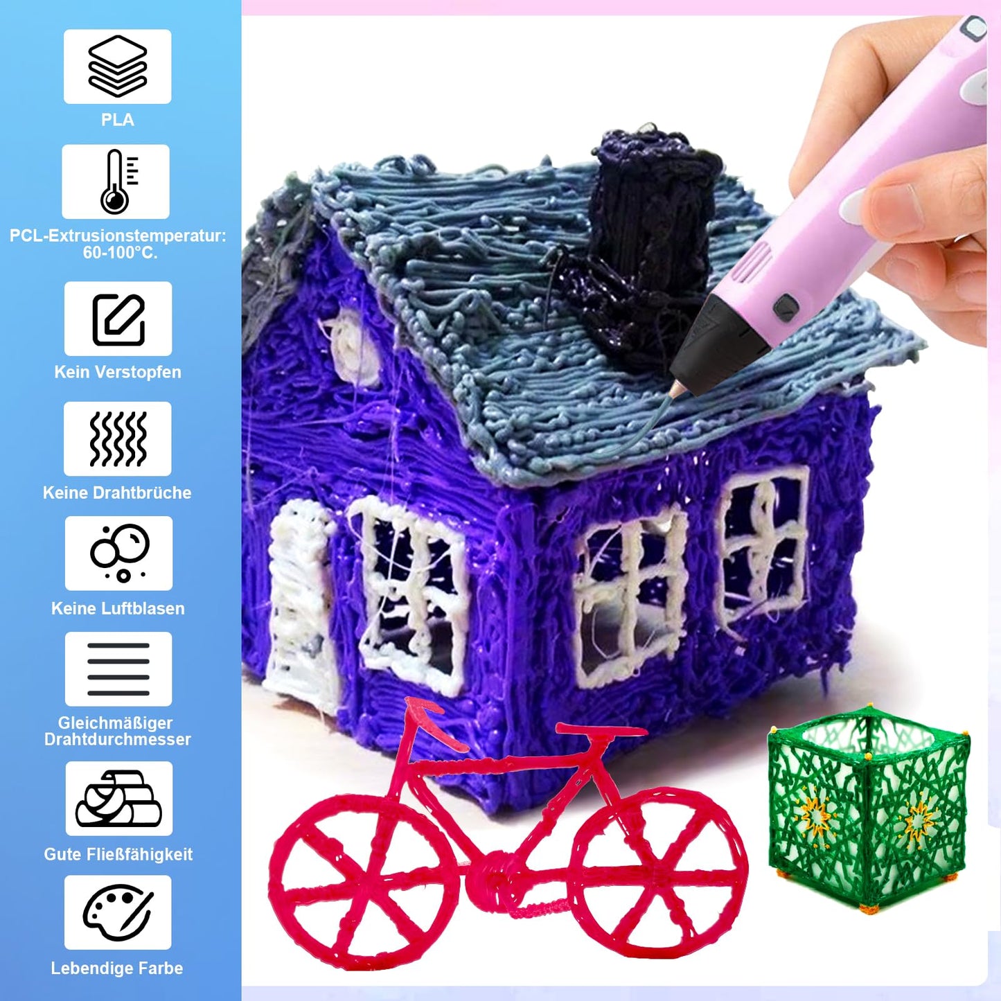 AFXXE 3D Pen filament PLA, 20 colors, 10m each - 3D Pen Filament 1.75mm with templates set for kids & adults, 3D Pen accessory filament with stencils for ODRVM, Tecboss, Lovebay, 3D printer Pen.