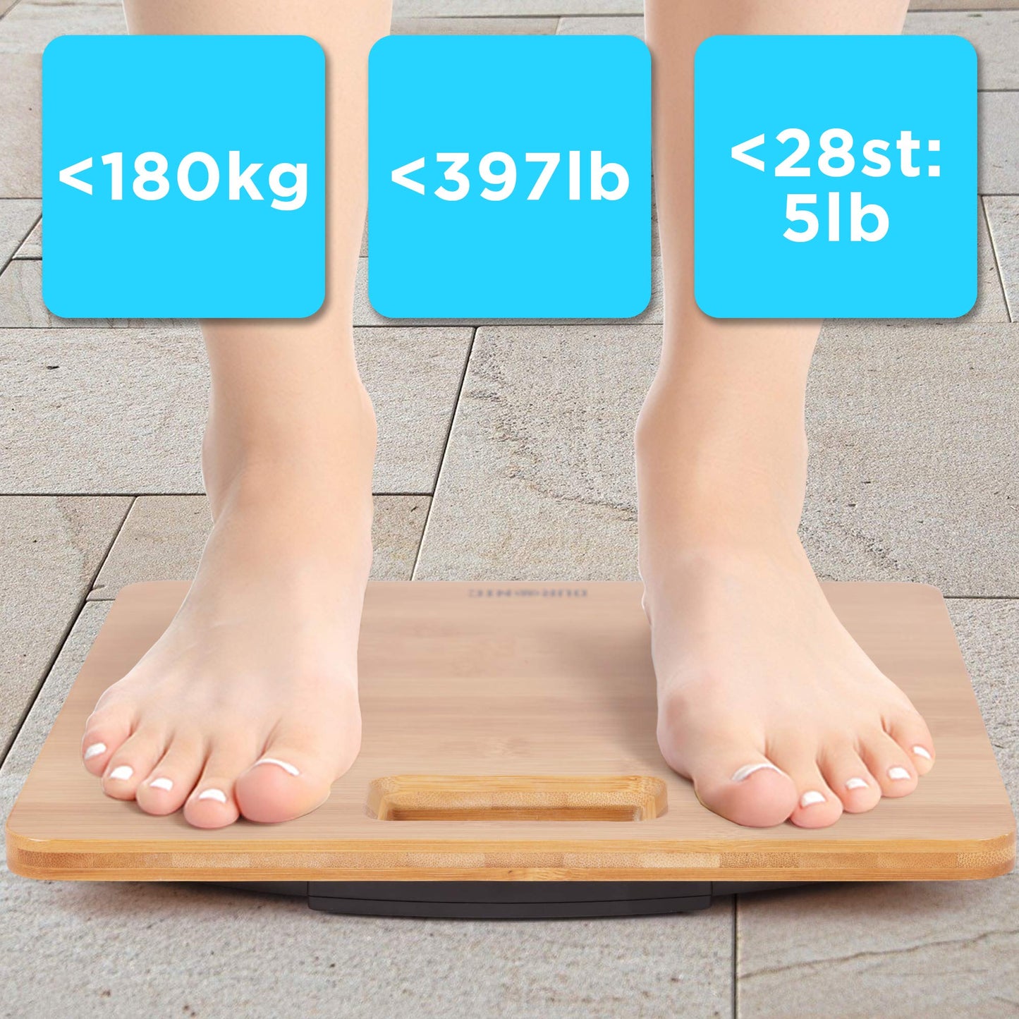 Duronic BS503 Digital Bathroom Scale 180kg | Large LCD Display | High-precision sensors for accurate measurements | Body scale automatically turns off | Made from eco-friendly bamboo for weight monitoring.