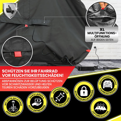 Dunlop Bicycle Garage for 3 bikes - Premium bike cover Anti Rust 200x120x120 cm with carrying bag, battery access, and 2 lock passages I Bicycle protective cover Bike (XL - 3 bikes)
