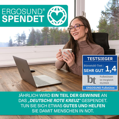 ERGOSUND Footrest Desk [TEST WINNER] Premium foam core, height-adjustable footrest [non-slip] Ergonomic footrest desk, home office accessory footstool footrest footrest