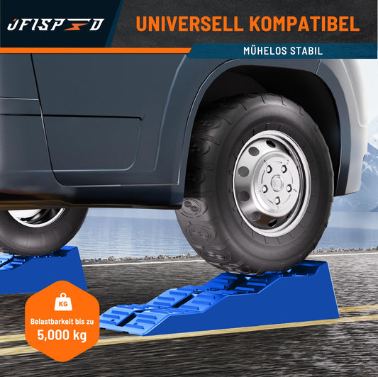 OFISPEED RV leveling blocks, 5 ton step chocks 2 pieces with carrying bag (Blue), Stable & Lightweight for camping, leveling blocks for uneven surfaces