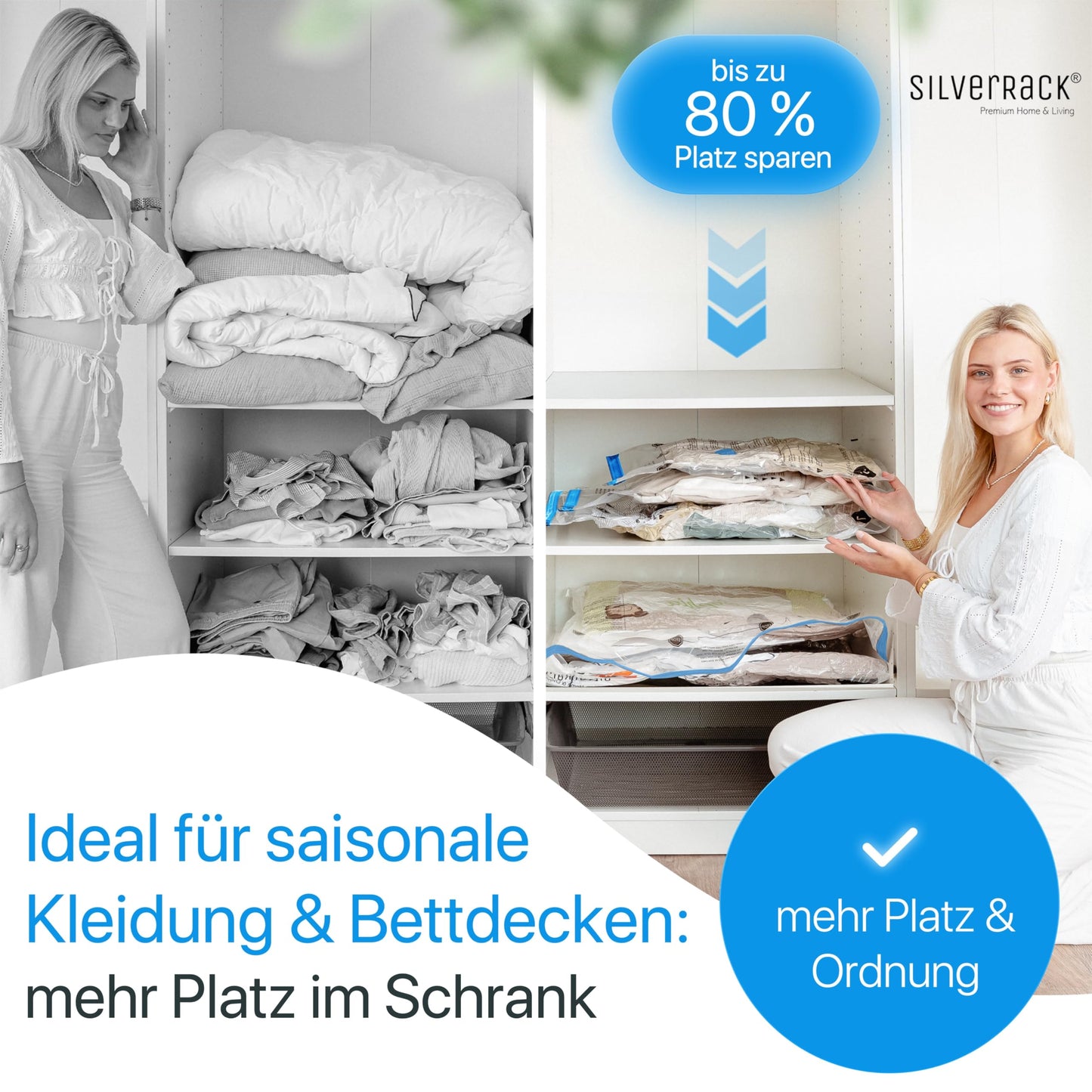 SilverRack vacuum bags for comforters [6 pack] in (90x130 cm) - pillow vacuum bags - storage vacuum bags for clothes - vacuum bag vacuum cleaner