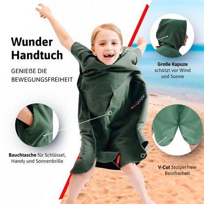 AUTDOOR® Microfiber Changing Towel for Women & Men - sustainable, made from 100% recycled PET bottles - perfect for changing at the beach or for water sports - quick-drying & compact (Green, Kids)