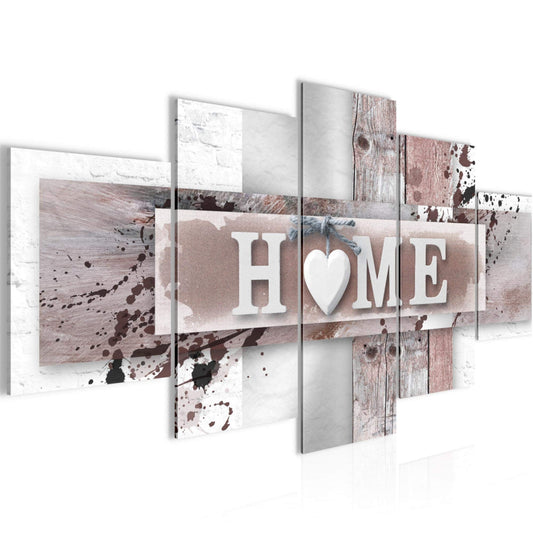 Runa Art wall images home heart 5 part image on non-woven canvas decoration living room with quote grey pink 504552b