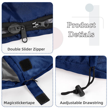 Sendte Schlafsack 3-4 Season for Outdoor Camping. Warm Single Adult Waterproof Lightweight Ultralight Sleeping Bag for Adult Kids Camping Hiking, Travel, Navy Blue.