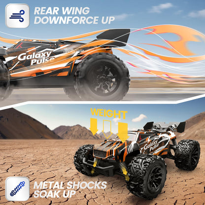 DEERC Remote Control Car, 2.4Ghz Glow RC Cars with 2 rechargeable batteries for 40 minutes of playtime, All Terrain Off-Road Monster Truck Toy for Boys Kids aged 8 and up.