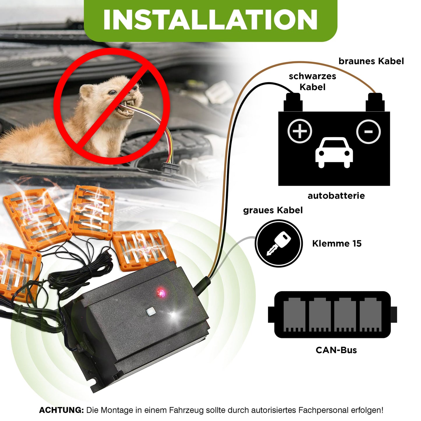 ISOTRONIC 3in1 Mole Repellent Flash | with high voltage, flash function, high-frequency ultrasound | Mole-Free Car vehicle connection car battery | Mole Shock Mole Scarecrow Mole-Free Mole Protection