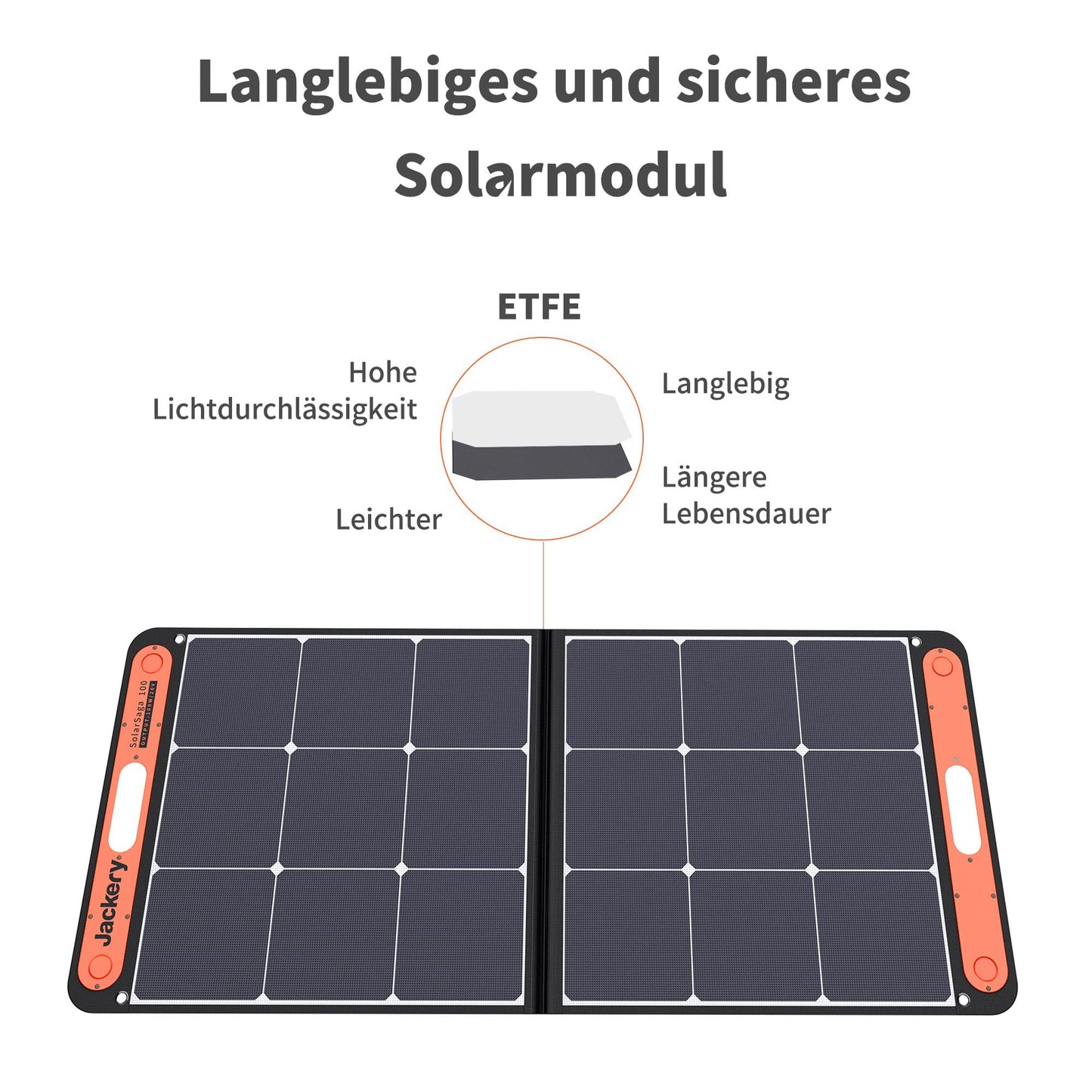 Jackery SolarSaga 100 foldable solar panel for Explorer 500/1000 Pro/1500 Pro - solar charger with 2 x USB port - 100W outdoor solar generator for camping and garden.