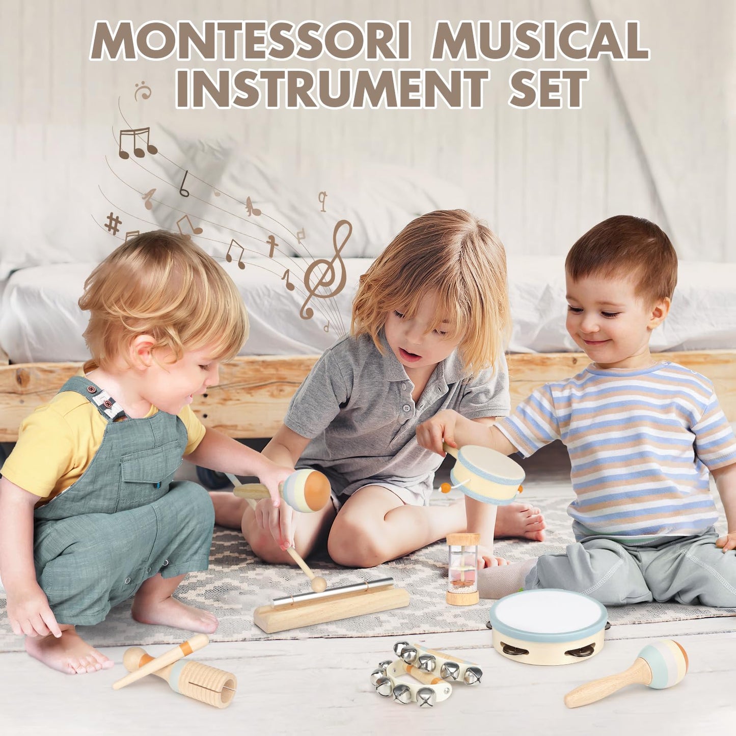 Musical instruments for kids, children's toys from 2 years, wooden toys, baby drum set, kids drum, percussion musical instruments, baby Montessori toys from 3 years.