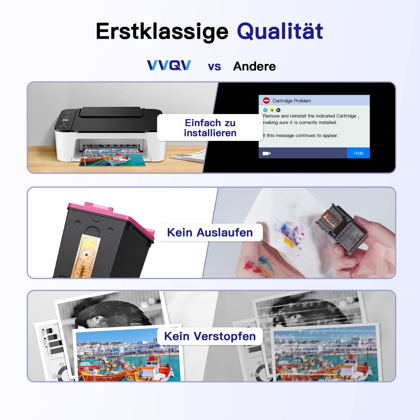 VVQV 301 XL Printer Ink Cartridges Multipack Replacement for HP 301 Printer Ink Cartridges for HP 301 XL 301XL for HP Envy 4500 5530 5534 4504 DeskJet 2540 1510 2544 2549 OfficeJet 4630 4632 2620 2622 (Black, Color)