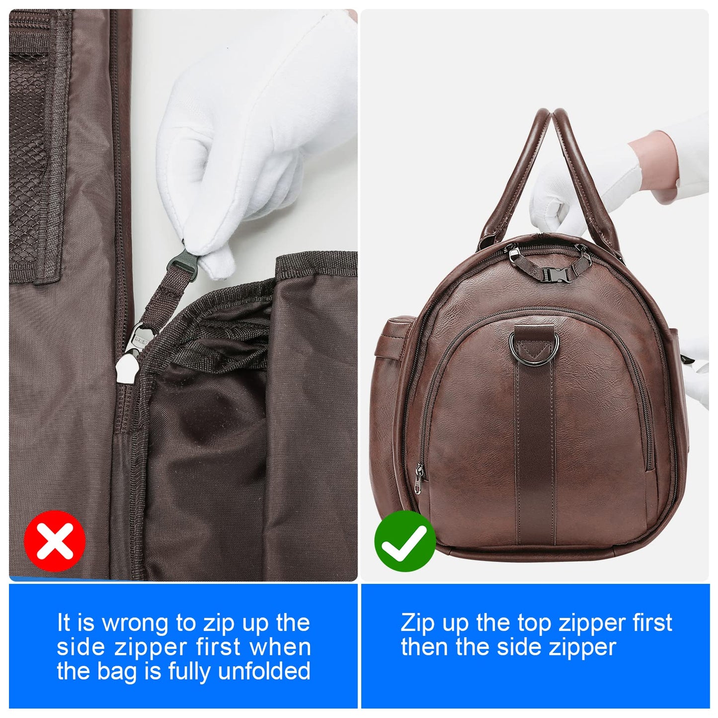 Modoker Convertible Leather Garment Bag, Carry-On for Travel, Waterproof Garment Bag, Gifts for Men, Women, Business - 2 in 1 hanging suitcase, suit, travel bags, brown