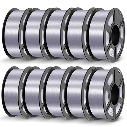 JAYO Silk PLA+ Filament 1.75mm 1.1kg*10 Silver, Neatly Wound, Dimensional Accuracy +/- 0.02MM, 3D Printer Filament