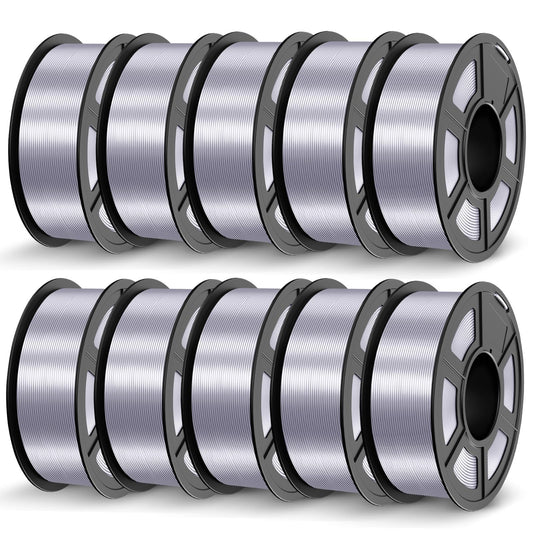 JAYO Silk PLA+ Filament 1.75mm 1.1kg*10 Silver, Neatly Wound, Dimensional Accuracy +/- 0.02MM, 3D Printer Filament