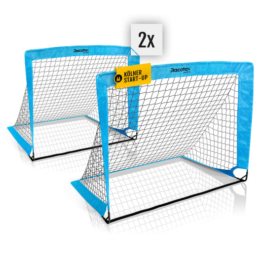 Racetex 2-piece soccer goal set for kids - soccer goals including handy carrying bag - version with reinforced fiberglass poles - soccer goals for the garden or park.