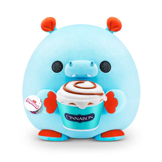 Snackles Super Sized 14 inch (Cinnabon) by ZURU Cuddly Squishy Comfort 14 inch plush with licensed snack brand accessory, Mother's Day gift