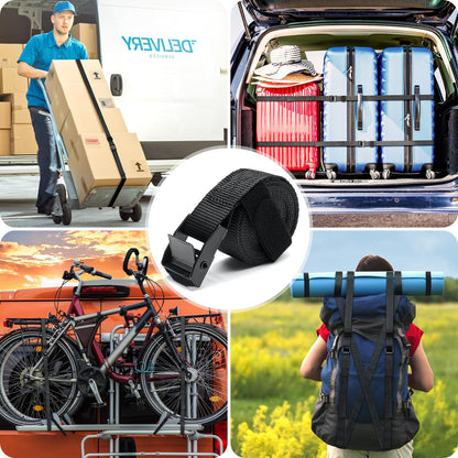 Ohuhu 10 Pack Ratchet Straps Tie Down Straps Black with Zinc Alloy Buckle, Quick Release Ratchet Strap up to 250 kg DIN EN 12195-2 with Carrying Bag for Car, Bike Rack & Motorcycle