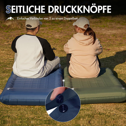 PORTAL Camping Self-Inflating Sleeping Pad 10cm Thick Air Mattress Ultra-light with Foot Pump 18cm Thick Pillow Inflatable Mattress Outdoor Foldable Sleeping Mat 200*74cm for Camping Hiking Travel