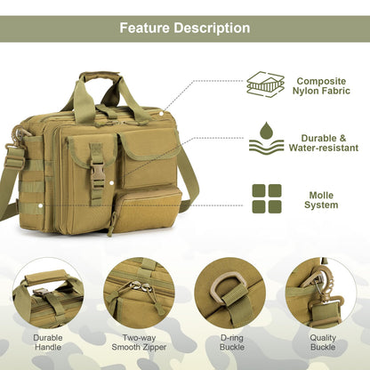 SPAHER work bag laptop bag 14/15.6/17.3 inch messenger bag men's pilot bag briefcase tactical bag military carry bag shoulder bag gift for men