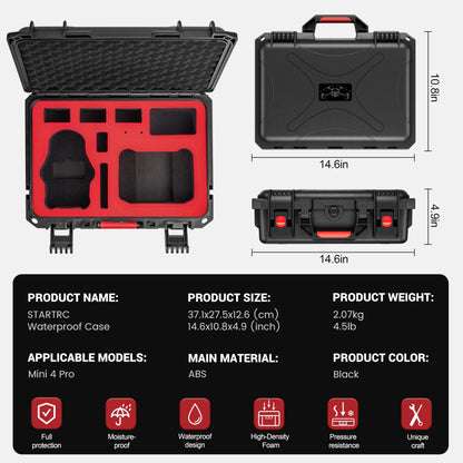 STARTRC Mini 4 Pro case, waterproof hardshell storage bag for DJI Mini 4 Pro/Mini 3/3 Pro RC accessories (RC/N1/N2)