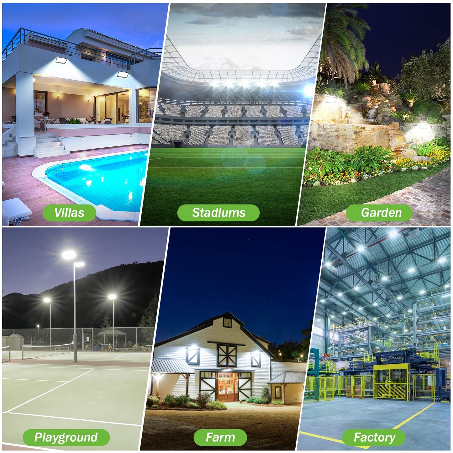 YIQIBRO 200W LED Floodlights Outdoor 2 Pack, IP67 Waterproof Spotlight, 20000LM 6500K Cool White Super Bright LED Floodlight with Transformer, Outdoor Floodlights for Warehouse, Garden, Garage, Yard, Parking Lot.