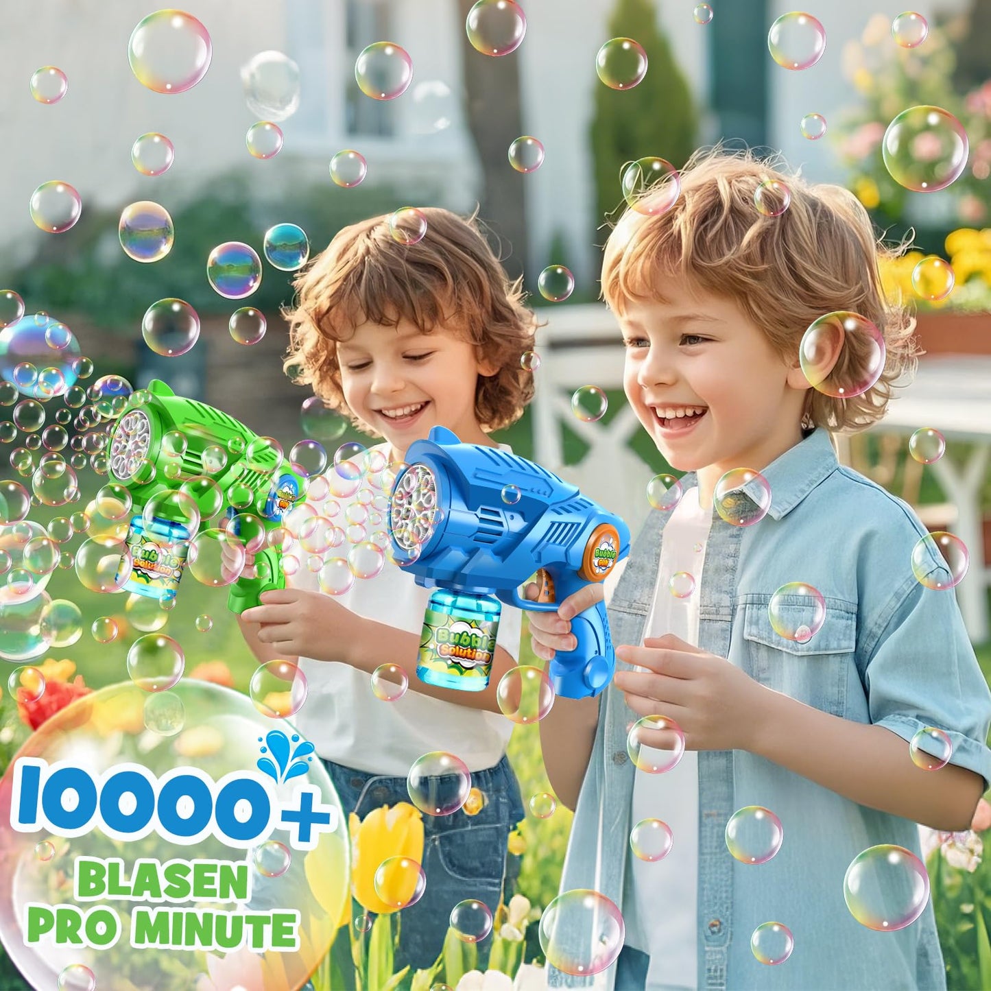 Bubble gun bubble machine bubble gun for kids: 2-pack electric bubbles machine - LED automatic bubbles machine for kids aged 4-12 outdoor/party toy.