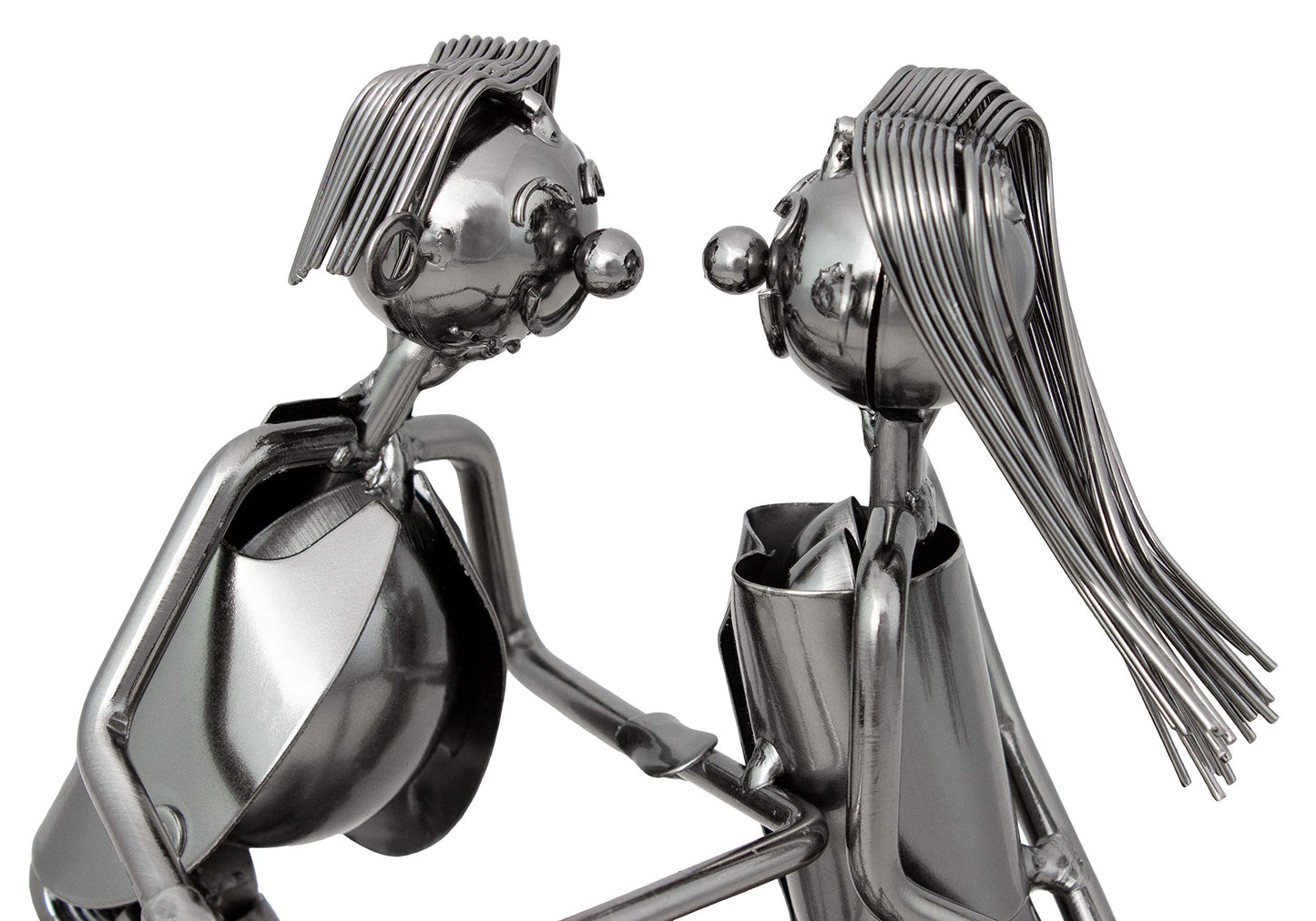 BRUBAKER wine bottle holder pair with bicycle decorations, metal bottle stand with greeting card for wine gift.