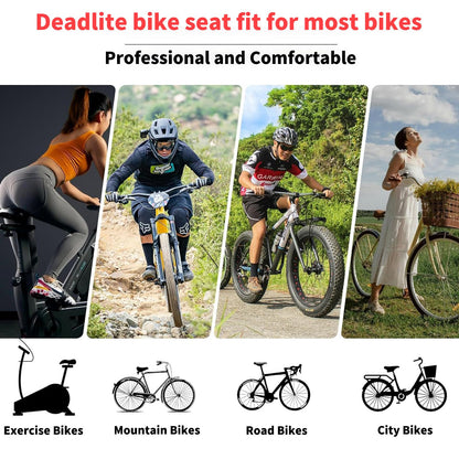Bike saddle Cloud Comfort Pro Max - Finally Pain-Free Cycling Comfortable Soft Memory Foam Bicycle Saddle With Red Warning Stripe City Bike Saddles Mountain Bike Saddles with Suspension