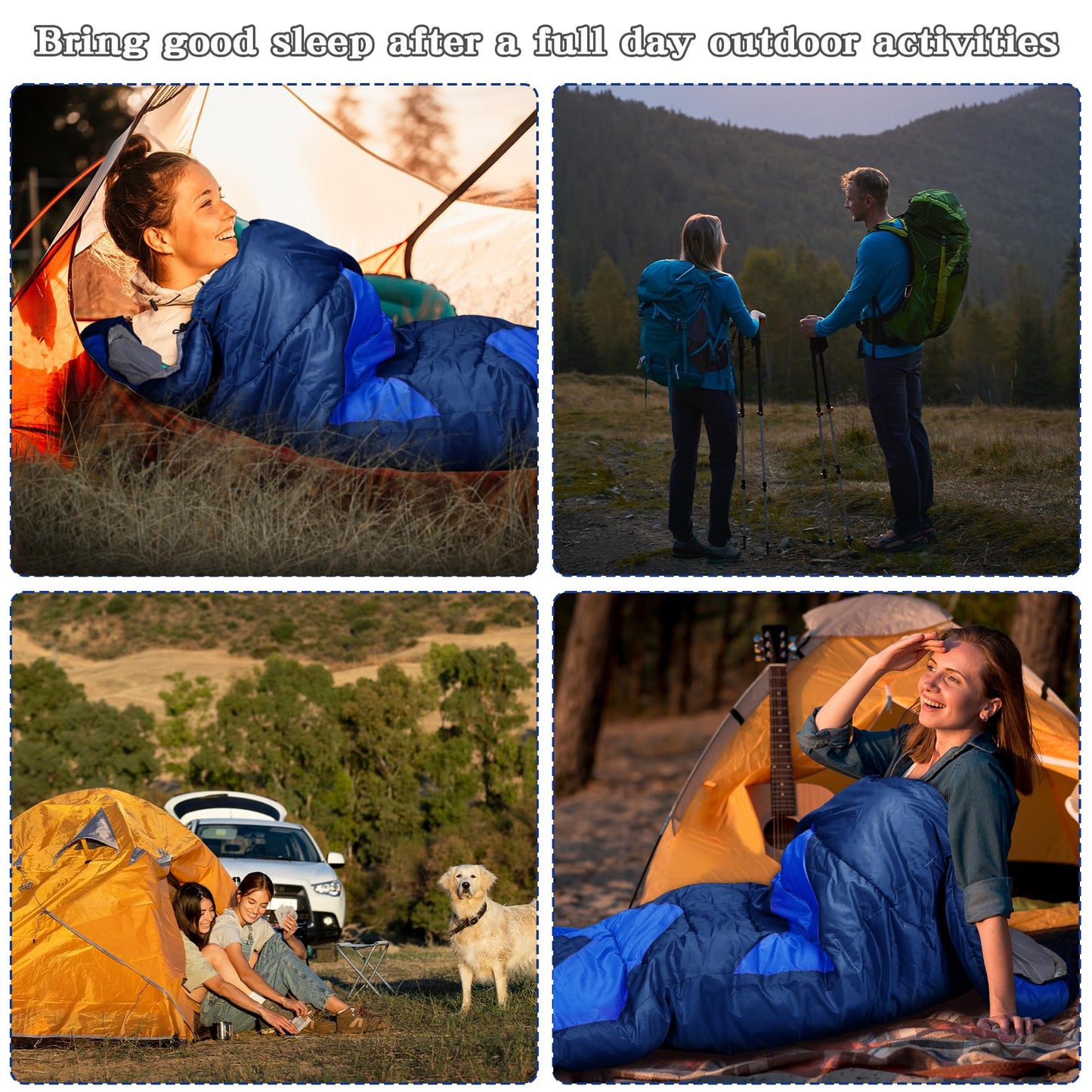 Sendte Schlafsack 3-4 Season for Outdoor Camping. Warm Single Adult Waterproof Lightweight Ultralight Sleeping Bag for Adult Kids Camping Hiking, Travel, Navy Blue.