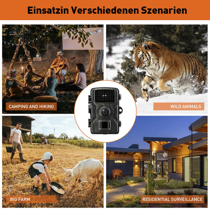 HSSNS Trail Camera, 60MP 4K Video Wildlife Camera, 0.1 Second Triggered IP66 Waterproof Trail Camera with Night Vision and Infrared Function for Animal Monitoring