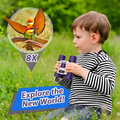 USCAMEL Binoculars for Kids and Adults, 8x21 Small Pocket Binoculars Compact for Bird Watching and Hunting (Purple)