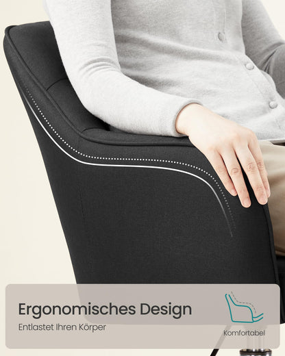 SONGMICS Home Office Chair, Swivel Desk Chair, Height Adjustable, Supports up to 110 kg, Breathable Fabric, for Home Office, Bedroom, Black OBG019B01