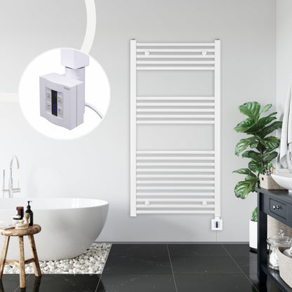 anapont electric bathroom radiator 1175x500 - white straight - timer function - towel radiator - electric bathroom heater - towel heater - Made in Germany