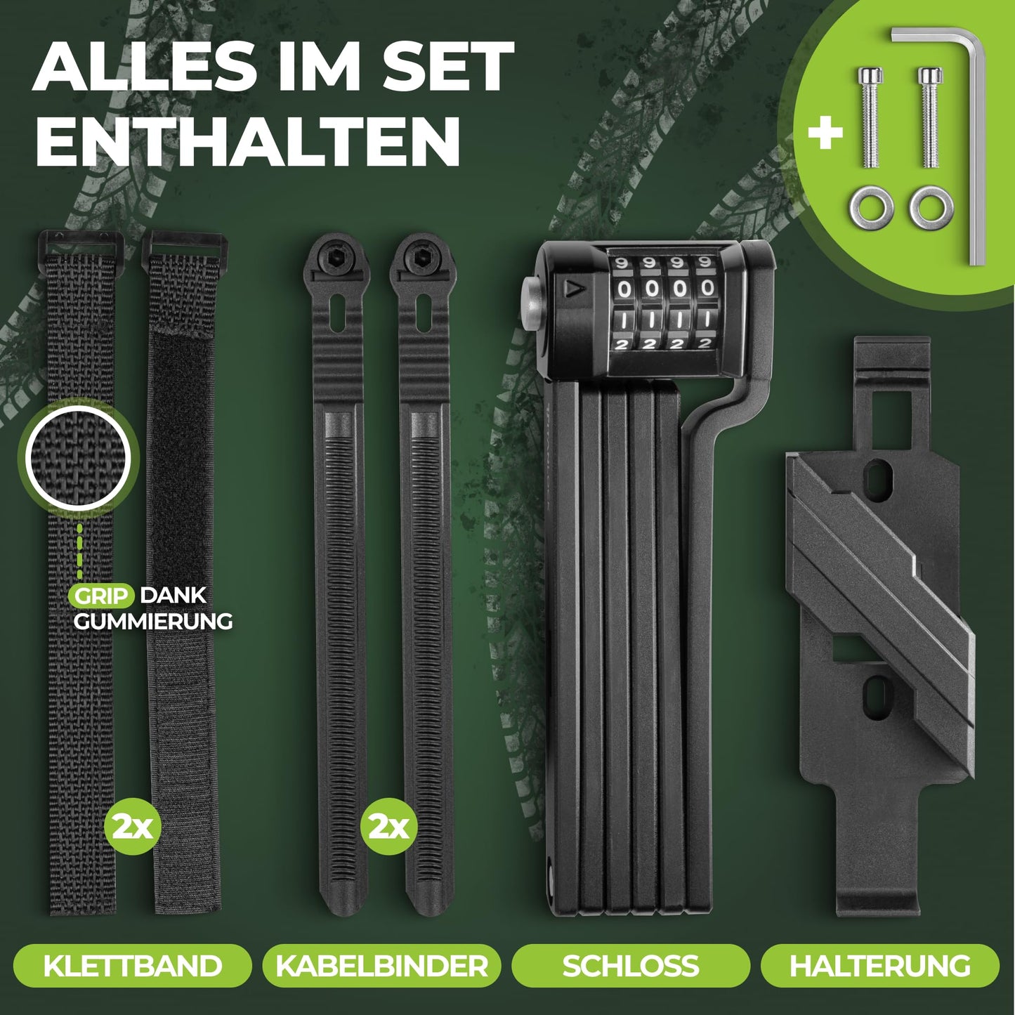 TITANLOCK Bike Lock Foldable Lock Theft-proof [Individual Pin] Combination Lock Quick + Easy Installation Rustproof Security Level 10/10