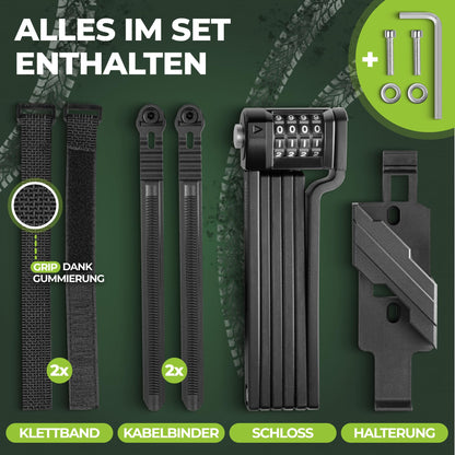 TITANLOCK Bike Lock Foldable Lock Theft-proof [Individual Pin] Combination Lock Quick + Easy Installation Rustproof Security Level 10/10