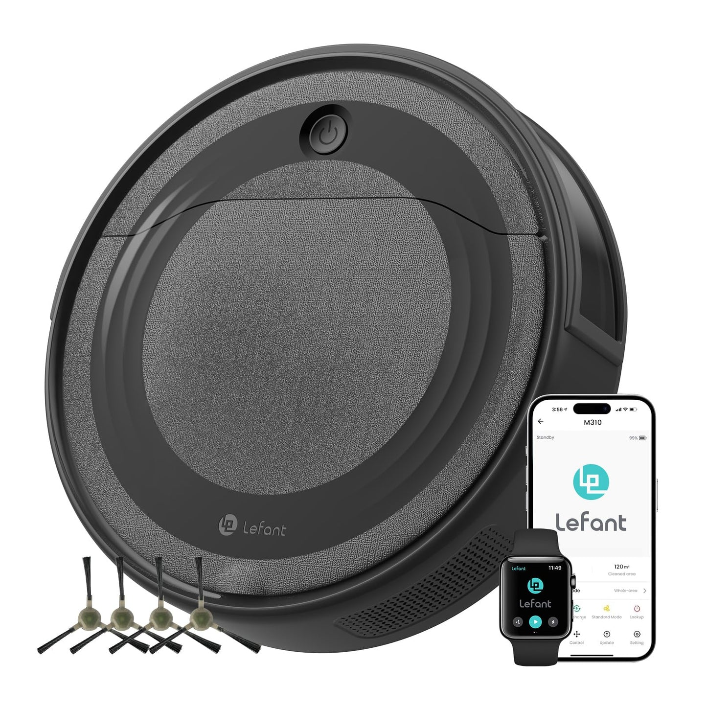 LEFANT Robot Vacuum M310, 4500Pa Super Slim Vacuum Cleaner Robot with precise obstacle avoidance, 180min runtime, HEPA filter, Wi-Fi Robot Vacuum for pet hair, carpets & hard floors