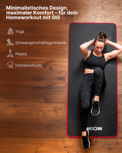 NEOLYMP extra thick and non-slip fitness mat with fitness E-book and carrying strap - Pilates mat, yoga mat, exercise mat, gymnastics mat, workout mat.