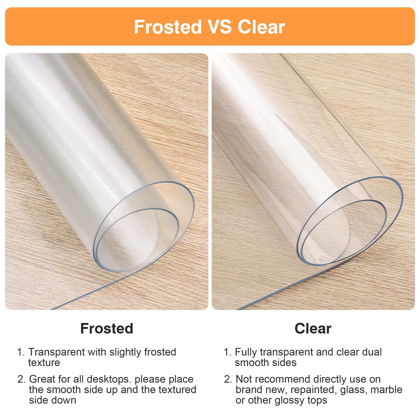 PUEAZU Desk Pad Transparent, 80x40x0.15cm Clear Large Desk Mat Transparent PVC Desk Pad Non-Slip Waterproof Table Mat Table Protector for Office Home
