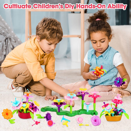 Fivejoy Flower Garden Toy for 3+ Year Old Girls, Montessori Toy Flower Building Blocks Motor Skills Toy, DIY Toy for 3-5 Year Old Girls and Boys, Birthday Gift