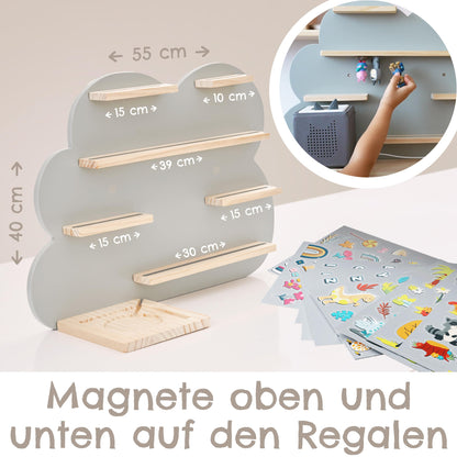 Milula Studios Tonie Shelf Cloud Large for 55 Tonies, for Toniebox & Tonie Audio Figures, Girls & Boys, Storage, Figures, Tonie Shelf