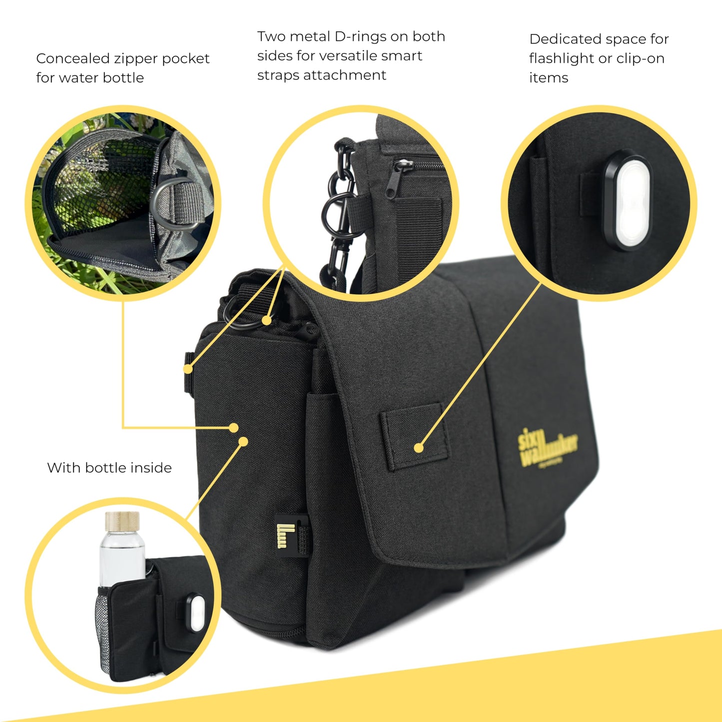 Arrivly SixWalker Treat Pouch for Dogs with Magnetic Closure, Practical Dog Training Treat Bag, Multifunctional Treat Pouch for Dogs with Removable Inner Pocket (Black)