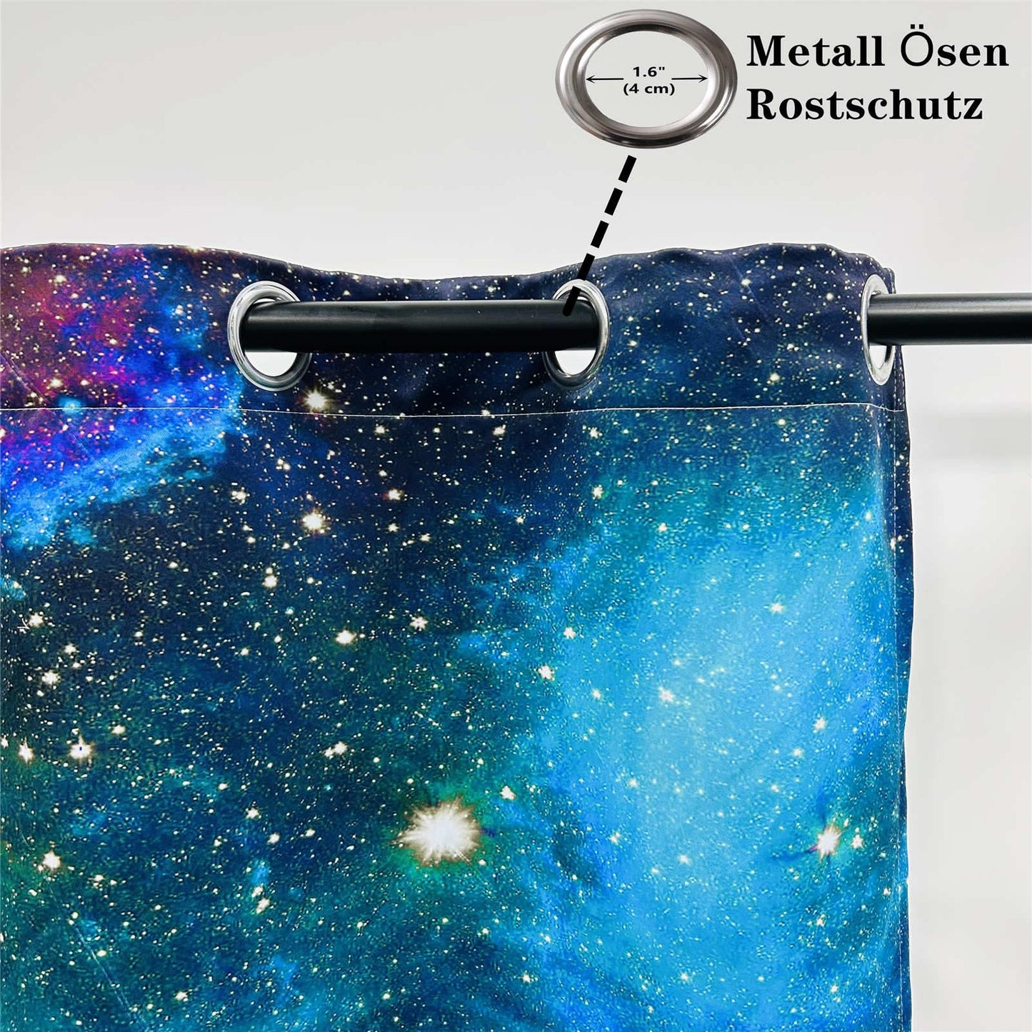 YUANZU Galaxy Curtains Kids Star Nebula Planet Eyelet Curtains with Blackout Thermal Curtains Cold Protection Blackout Curtain Children's Room Bedroom Darkening Window, 2 pieces, H 114 x W 132 cm