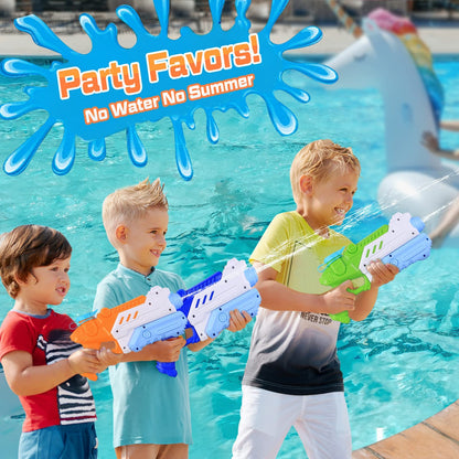 RONSTONE Water Gun Kids 4 Pack - Water guns with 9 meter range and 300ML water capacity - Summer swimming pool beach water battle water squirt gun toy