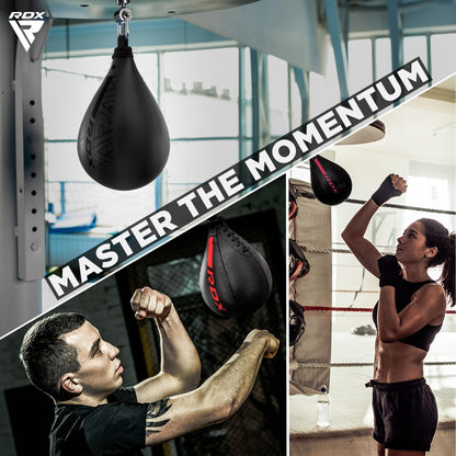 RDX Speedbag Maya Hide Leather Set with Hanging Bracket, Punching Ball Boxing Speed Bag, Speed Ball Boxing Training Equipment for Gym Fitness.