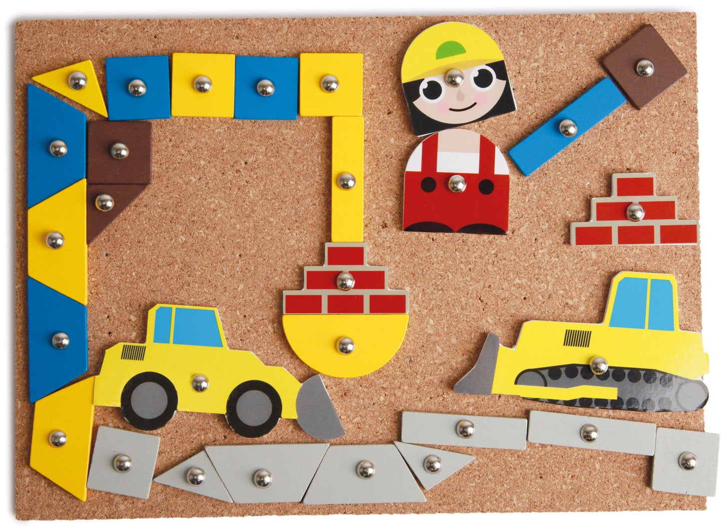 Lena 65828 Hammer Game, nail game with 64 colorful construction pieces, approx. 28 x 19.5 cm & Hammer Game Vehicles, with 64 colored pieces in different shapes, approx. 28 x 19.5 x 1.4 cm