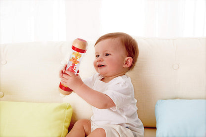 Hape Suction Cup Rattle Set | THREE aquatic animals with teething elements | Educational toy set for babies & Rainmaker | Mini wooden rattle Rainmaker toy, Red