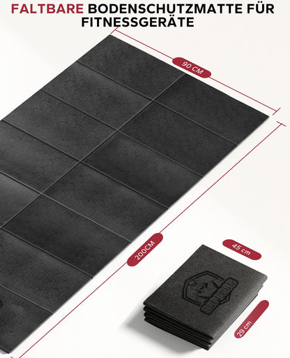 HAPBEAR Foldable Floor Protection Mat For Exercise Equipment- 200cmx90cmx5mm, High-Density PVC, Soundproof Fitness Mat for Treadmills, Elliptical Trainers, Stationary Bikes, Rollers