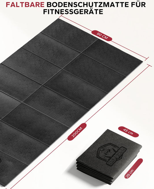 HAPBEAR Foldable Floor Protection Mat For Exercise Equipment- 200cmx90cmx5mm, High-Density PVC, Soundproof Fitness Mat for Treadmills, Elliptical Trainers, Stationary Bikes, Rollers